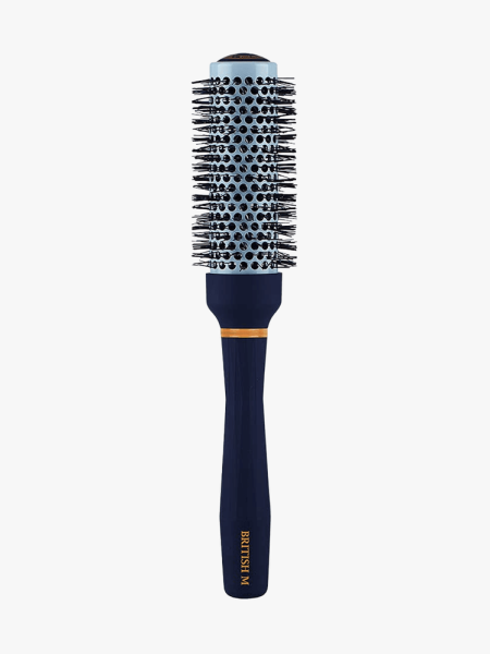 British M Hot Curling Ceramic Brush in branded component on a light gray background